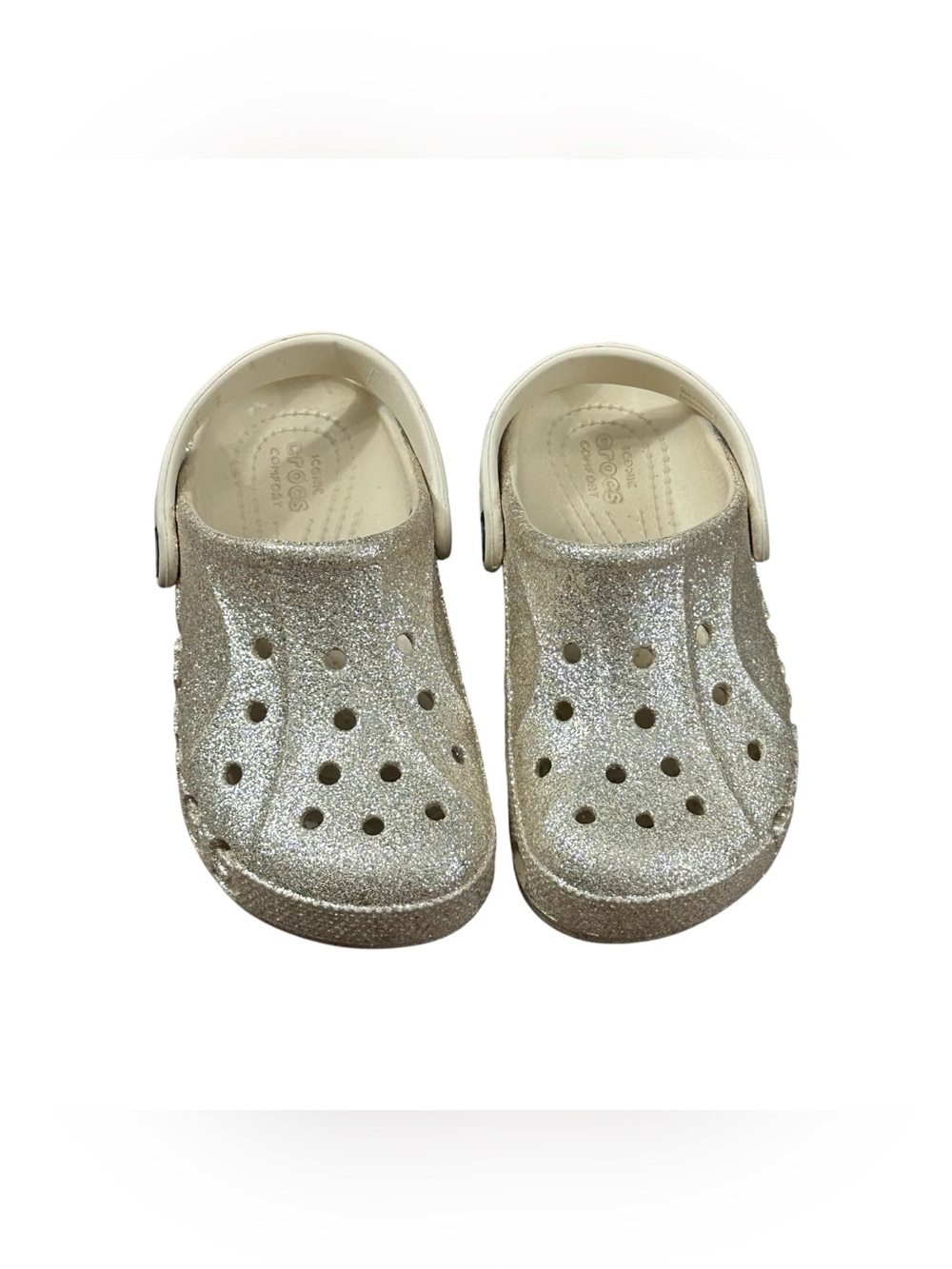 Crocs Classic Glitter Clogs Kids 13 Gold Sparkle Slip On Shoes